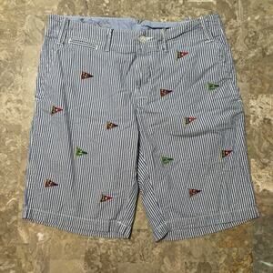 Polo Ralph Lauren Shorts Mens 30 Blue Seersucker Flags Geometric Nautical Chino